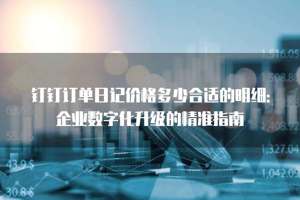 钉钉订单日记价格多少合适的明细:企业数字化升级的精准指南