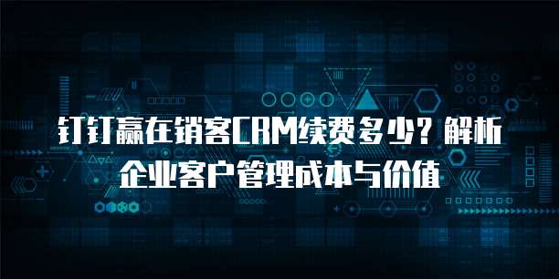 钉钉赢在销客CRM续费多少？解析企业客户管理成本与价值