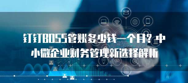 钉钉BOSS管账多少钱一个月?中小微企业财务管理新选择解析