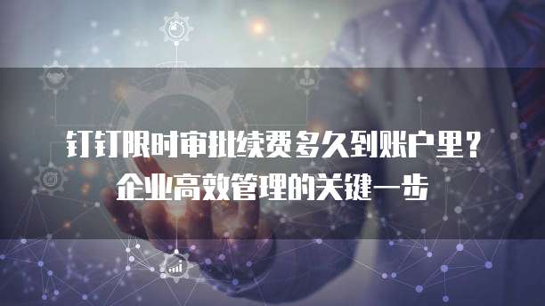钉钉限时审批续费多久到账户里?企业高效管理的关键一步