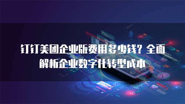 钉钉美团企业版费用多少钱？全面解析企业数字化转型成本
