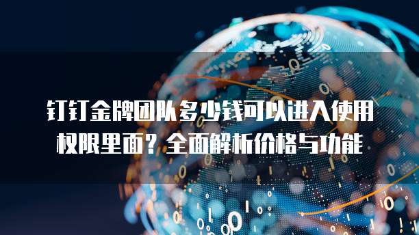 钉钉金牌团队多少钱可以进入使用权限里面？全面解析价格与功能