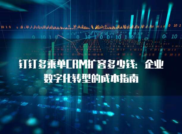 钉钉多乘单CRM扩容多少钱:企业数字化转型的成本指南