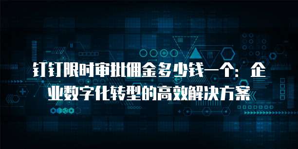 钉钉限时审批佣金多少钱一个：企业数字化转型的高效解决方案