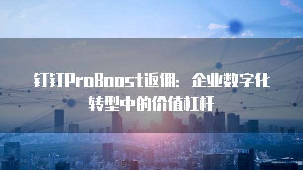 钉钉ProBoost返佣:企业数字化转型中的价值杠杆