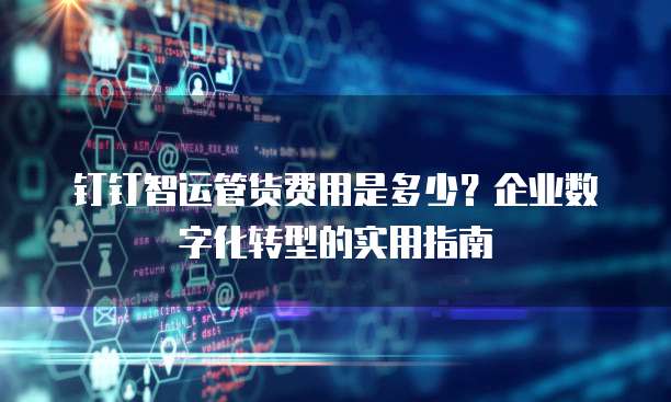 钉钉智运管货费用是多少?企业数字化转型的实用指南