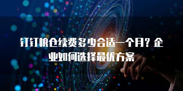 钉钉粮仓续费多少合适一个月?企业如何选择最优方案