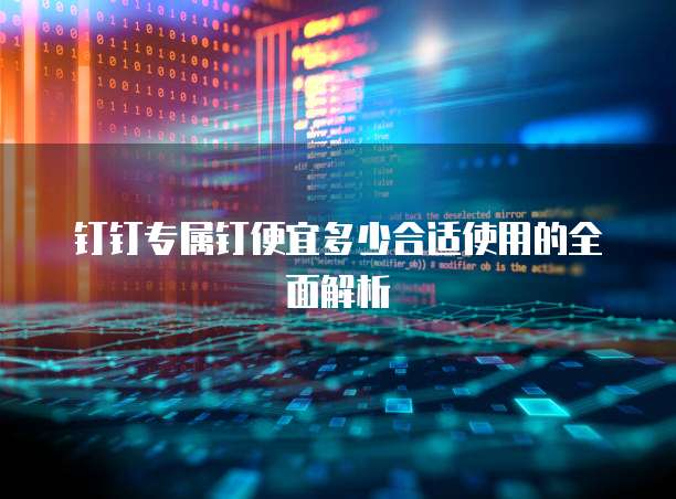 钉钉专属钉便宜多少合适使用的全面解析