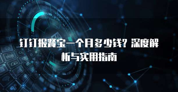 钉钉报餐宝一个月多少钱？深度解析与实用指南
