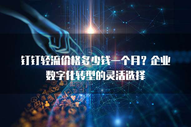 钉钉轻流价格多少钱一个月?企业数字化转型的灵活选择