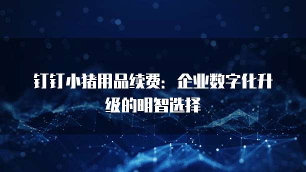 钉钉小猪用品续费:企业数字化升级的明智选择
