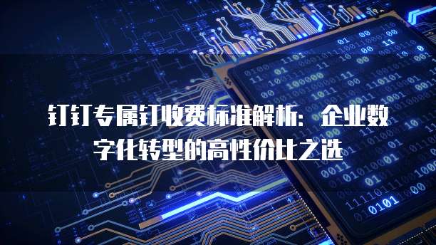 钉钉专属钉收费标准解析:企业数字化转型的高性价比之选