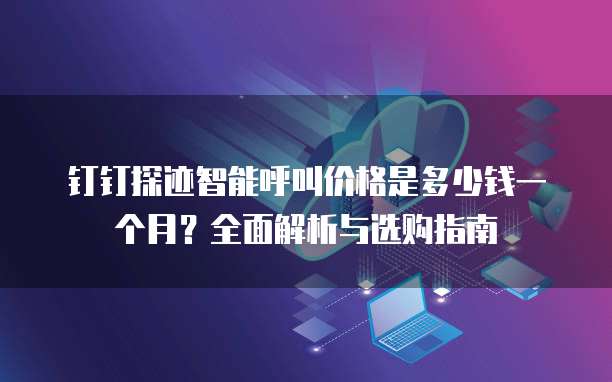 钉钉探迹智能呼叫价格是多少钱一个月?全面解析与选购指南