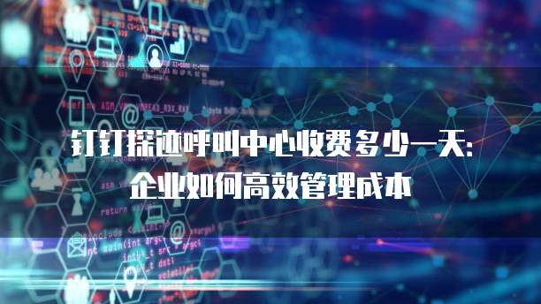钉钉探迹呼叫中心收费多少一天:企业如何高效管理成本