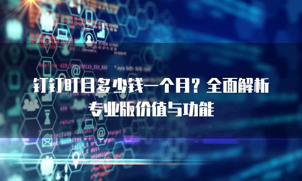 钉钉盯目多少钱一个月?全面解析专业版价值与功能