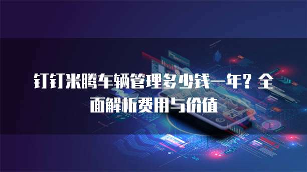 钉钉米腾车辆管理多少钱一年?全面解析费用与价值