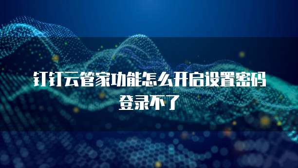 钉钉云管家功能怎么开启设置密码登录不了