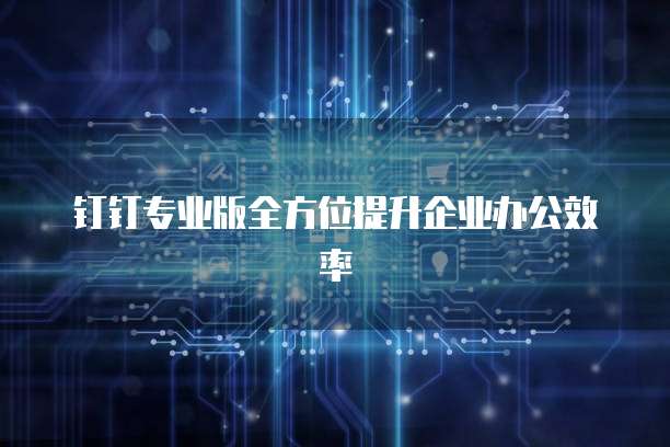 钉钉专业版全方位提升企业办公效率