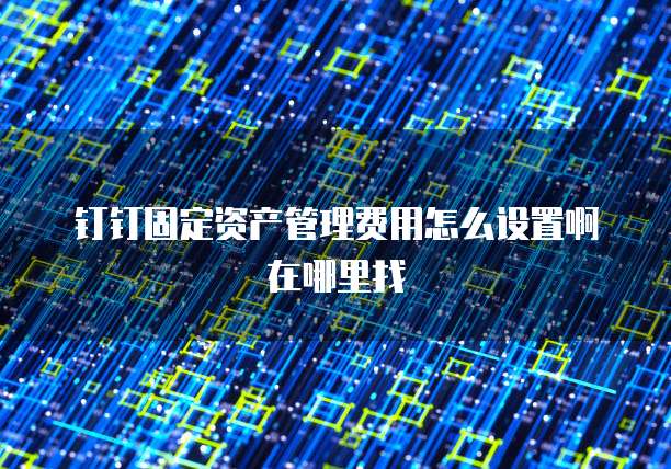 钉钉固定资产管理费用怎么设置啊在哪里找