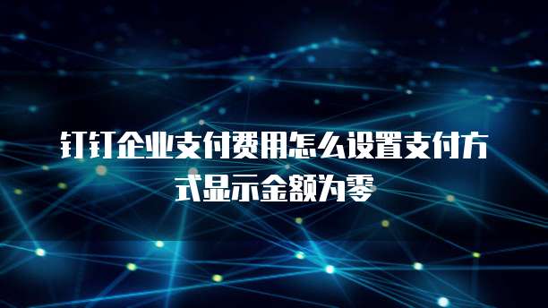 钉钉企业支付费用怎么设置支付方式显示金额为零