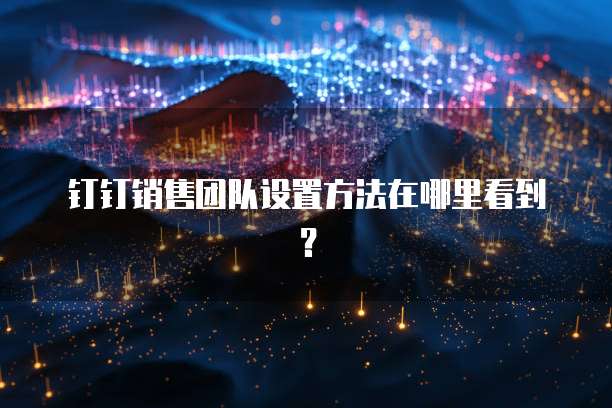 钉钉销售团队设置方法在哪里看到?