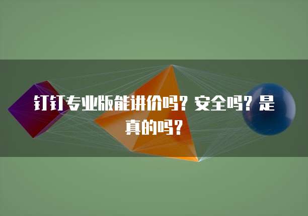 钉钉专业版能讲价吗?安全吗?是真的吗?
