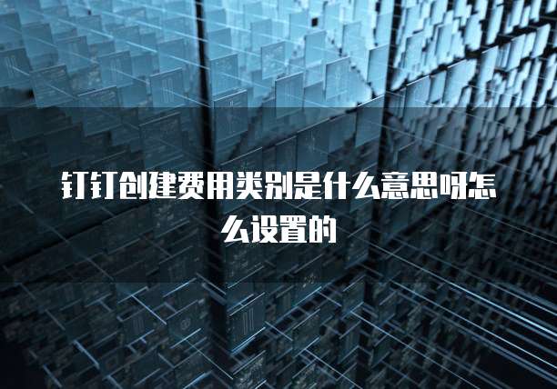 钉钉创建费用类别是什么意思呀怎么设置的