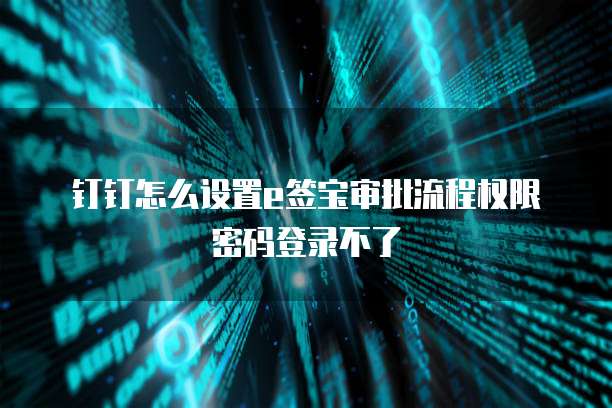 钉钉怎么设置e签宝审批流程权限密码登录不了
