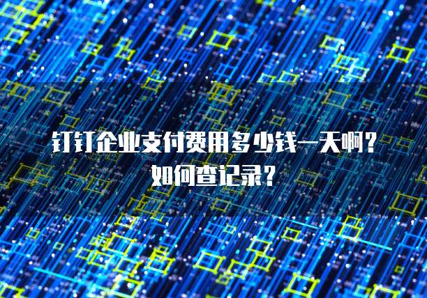 钉钉企业支付费用多少钱一天啊?如何查记录?