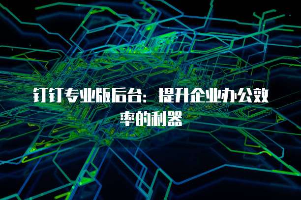 钉钉专业版后台:提升企业办公效率的利器
