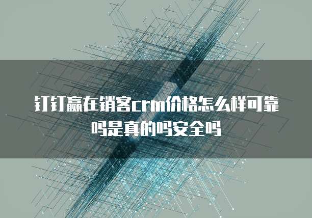 钉钉赢在销客crm价格怎么样可靠吗是真的吗安全吗