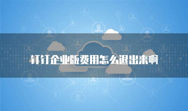 钉钉企业版费用怎么退出来啊