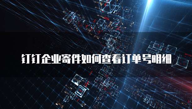 钉钉企业寄件如何查看订单号明细