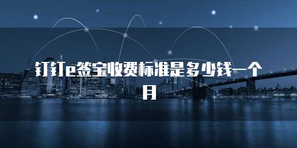 钉钉e签宝收费标准是多少钱一个月