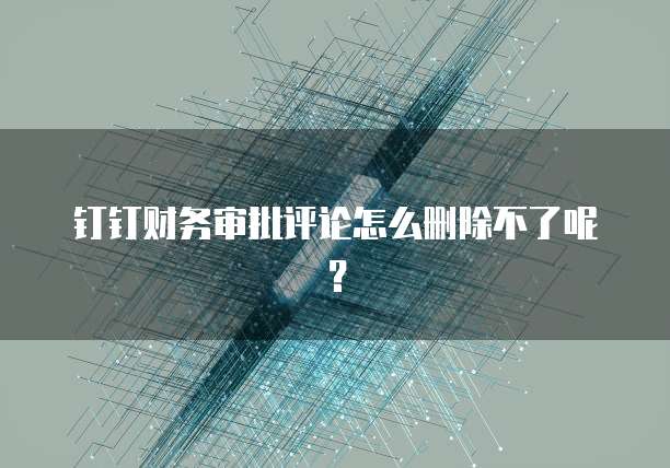 钉钉财务审批评论怎么删除不了呢？