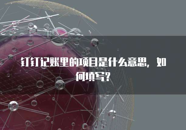钉钉记账里的项目是什么意思,如何填写?