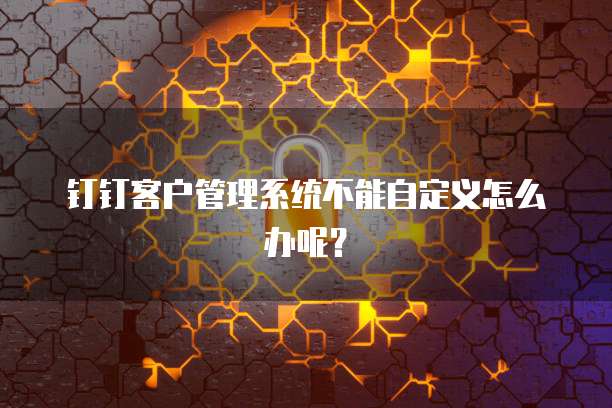 钉钉客户管理系统不能自定义怎么办呢?