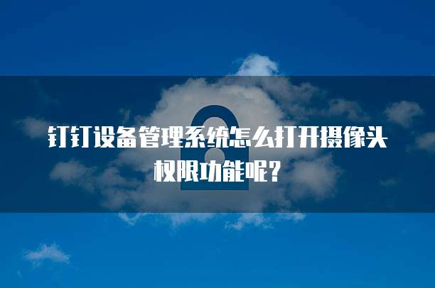 钉钉设备管理系统怎么打开摄像头权限功能呢?