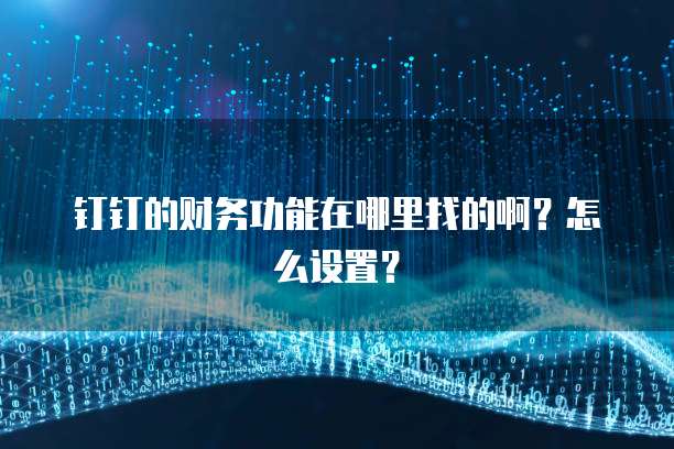 钉钉的财务功能在哪里找的啊?怎么设置?