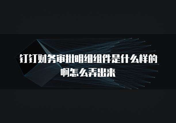 钉钉财务审批明细组件是什么样的啊怎么弄出来