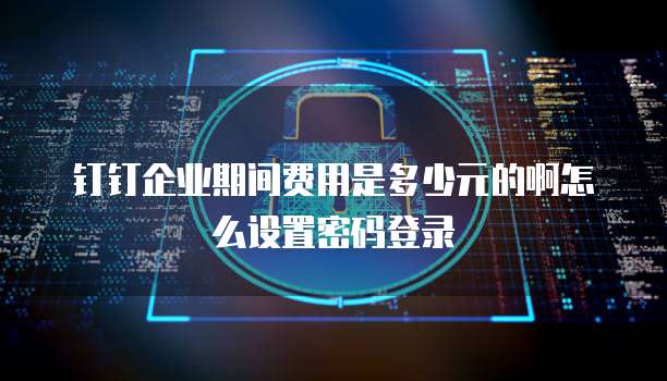 钉钉企业期间费用是多少元的啊怎么设置密码登录