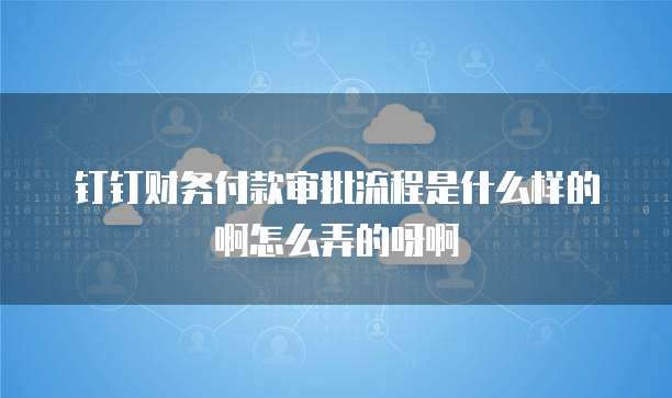 钉钉财务付款审批流程是什么样的啊怎么弄的呀啊