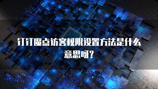 钉钉魔点访客权限设置方法是什么意思呀?