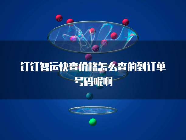 钉钉智运快查价格怎么查的到订单号码呢啊