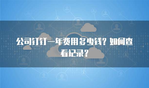 公司钉钉一年费用多少钱?如何查看记录?
