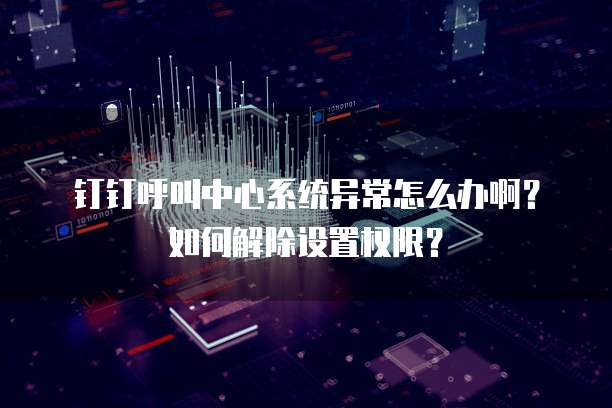 钉钉呼叫中心系统异常怎么办啊?如何解除设置权限?
