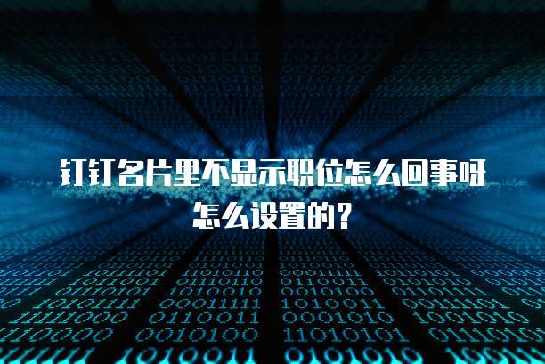 钉钉名片里不显示职位怎么回事呀怎么设置的?
