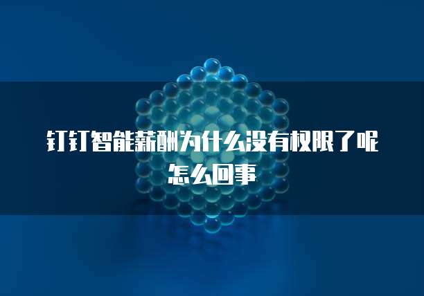 钉钉智能薪酬为什么没有权限了呢怎么回事