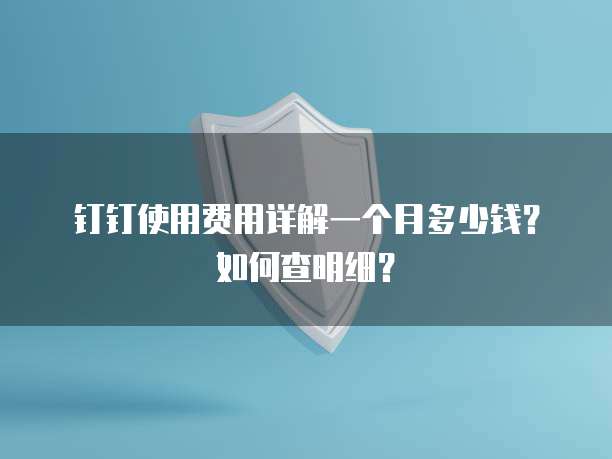钉钉使用费用详解一个月多少钱?如何查明细?