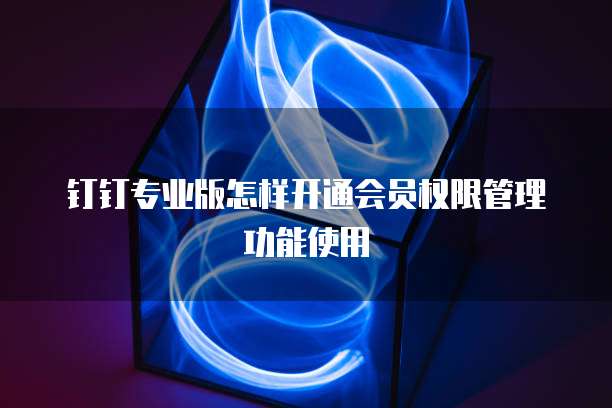 钉钉专业版怎样开通会员权限管理功能使用